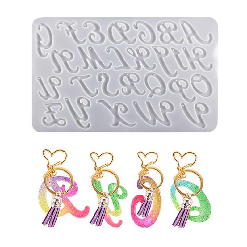 Large English Alphabets Earrings Silicone Epoxy Resin Mold DIY Keychain Pendant Jewelry for Luggage Tags Bag Accessories