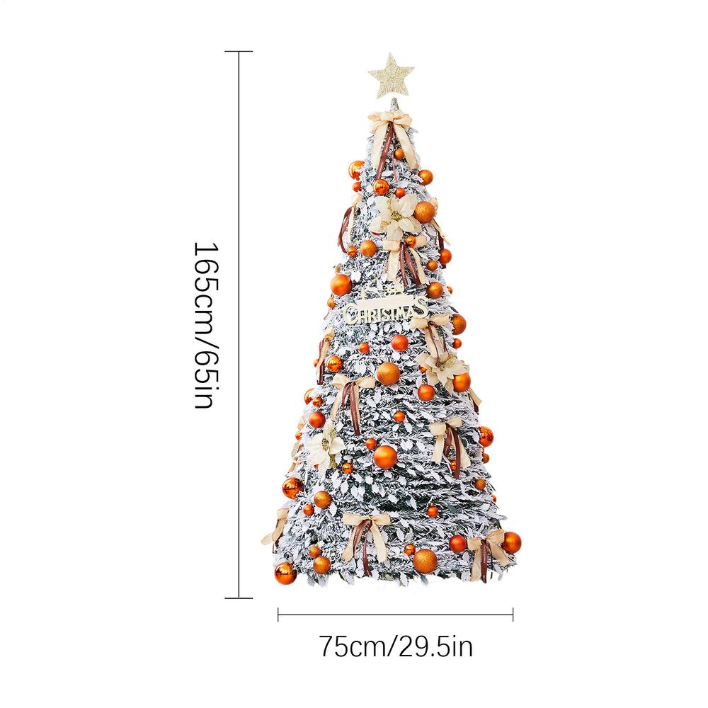 Artificial Foldable Christmas Tree Home Decor Without Lights with Hanging Ornaments for Thanksgiving Holiday Birthday parties