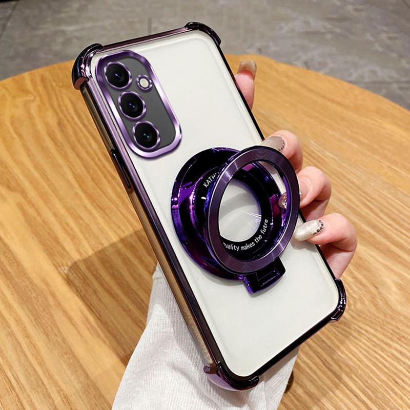 Nárazuvzdorný magnetický držák pro Magsafe Průhledné pouzdro pro Samsung Galaxy S24 S23 S22 S21 S20 FE Ultra Plus S krytem se stojánkem