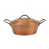 Copper Pot with Lid Hammered Sukiyaki Wide-Broad-Based Nabe for Home Cooks,