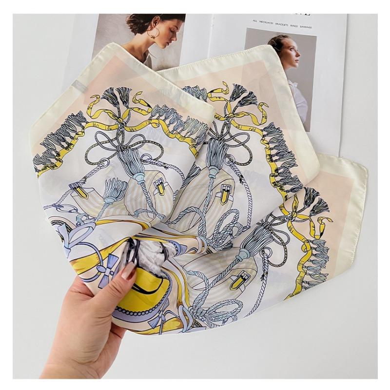 Women Korean Style Knot Print Versatile Small Square Scarf Fashion Decorative Neck Scarf