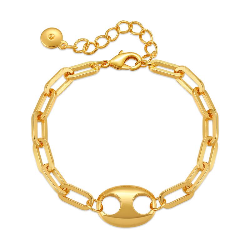 Französische Minimalistische Paperclip-Kette 18 Karat Vergoldet Schweinenase Damen Armband Schmuck
