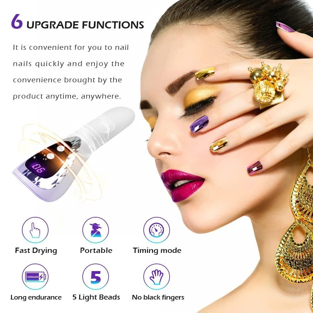 YIKOOLIN Handheld UV LED Nail Lamp USB Rechargeable Mini Manicure Lamp Nail Dryer With 5 Lamp Beads Quick Drying Gel Nail Polish
