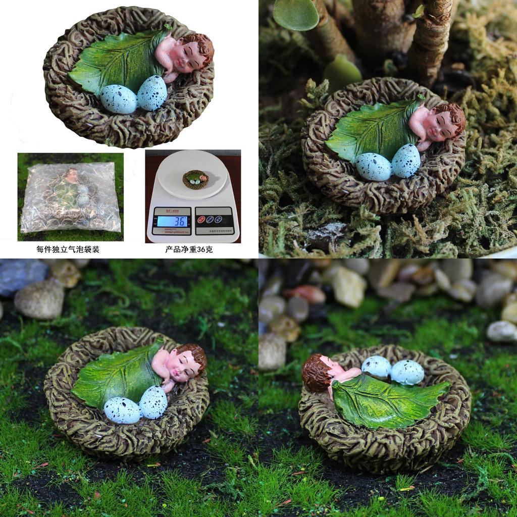 Baby Simuliertes Vogelnest Harzmodell Dekor Tischfigur Mikrolandschaft