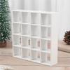 M-Modern-1: 12 Dollhouse Miniature Wood Storage Rack 16 Grid Shelves White White Storage Shelf House Furniture Decor White