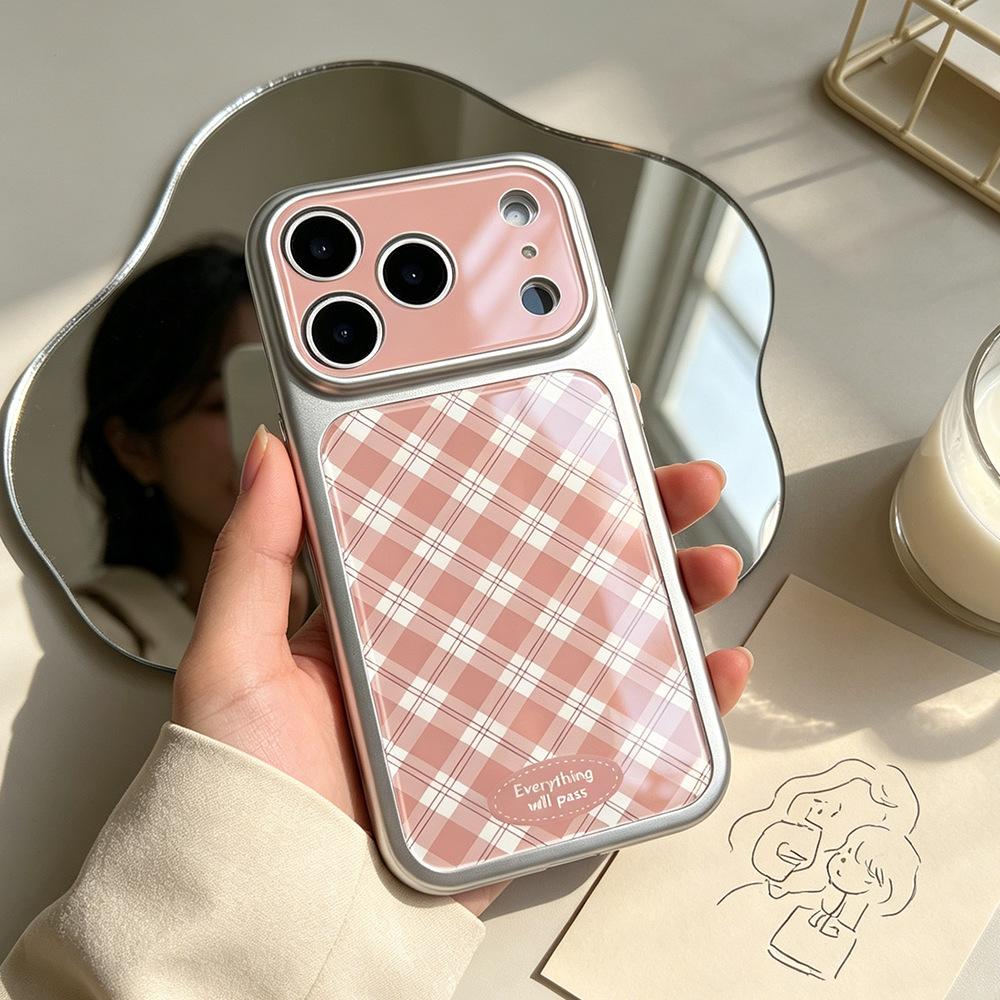 Pink Plaid Is Suitable for 17pro Niche iPhone17Pro Premium Sense 15 Mobile Phone Case Apple 17 Protective Case Niche