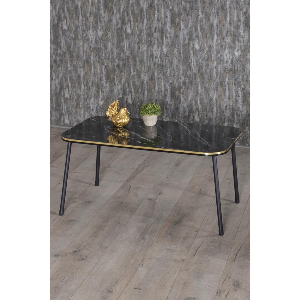 Coffee Table Kr Black Metal Leg Double Gold White
