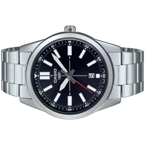Casio MTP-VD02D-1E Men's Stainless Steel Black Dial Three-Hand Analog Sporty Watch