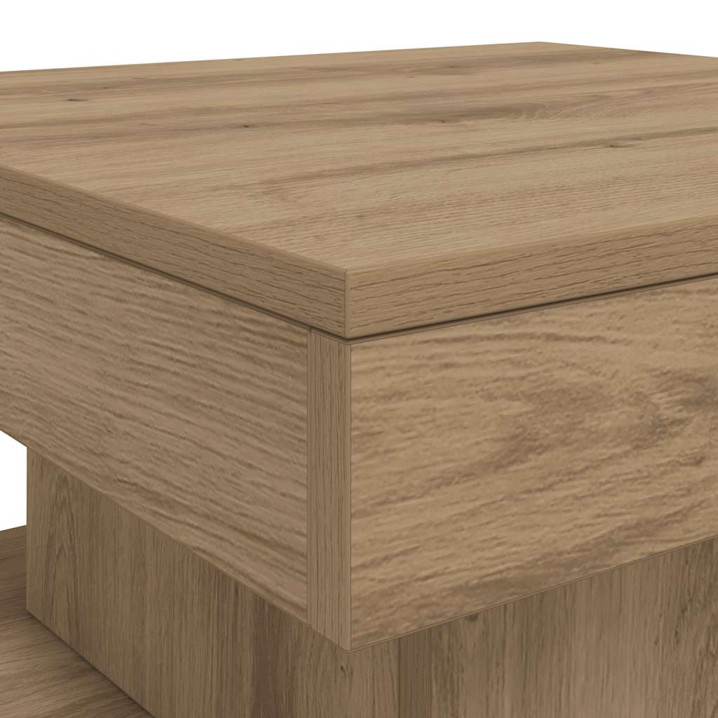 LED Coffee Table In Artisan Oak Finish 50 X 50 X 40 Cm