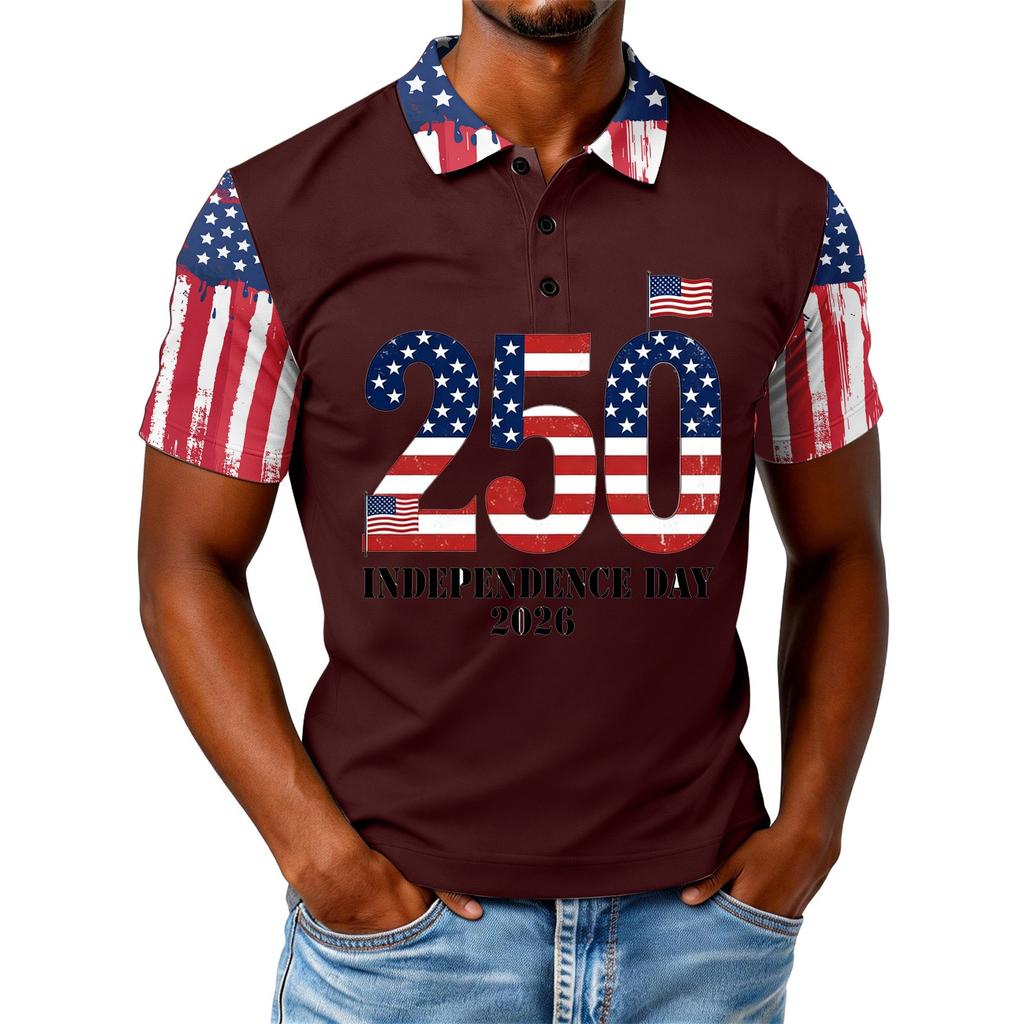 Men's Loose And Casual Flag Letter Print T-shirt Short-sleeved Top
