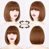 MERISIHAIR Short Bob Wig with Bangs Pure Color Black Brown Wig for Women Synthetic Wigs for Lolita Party Cosplay Daily Use
