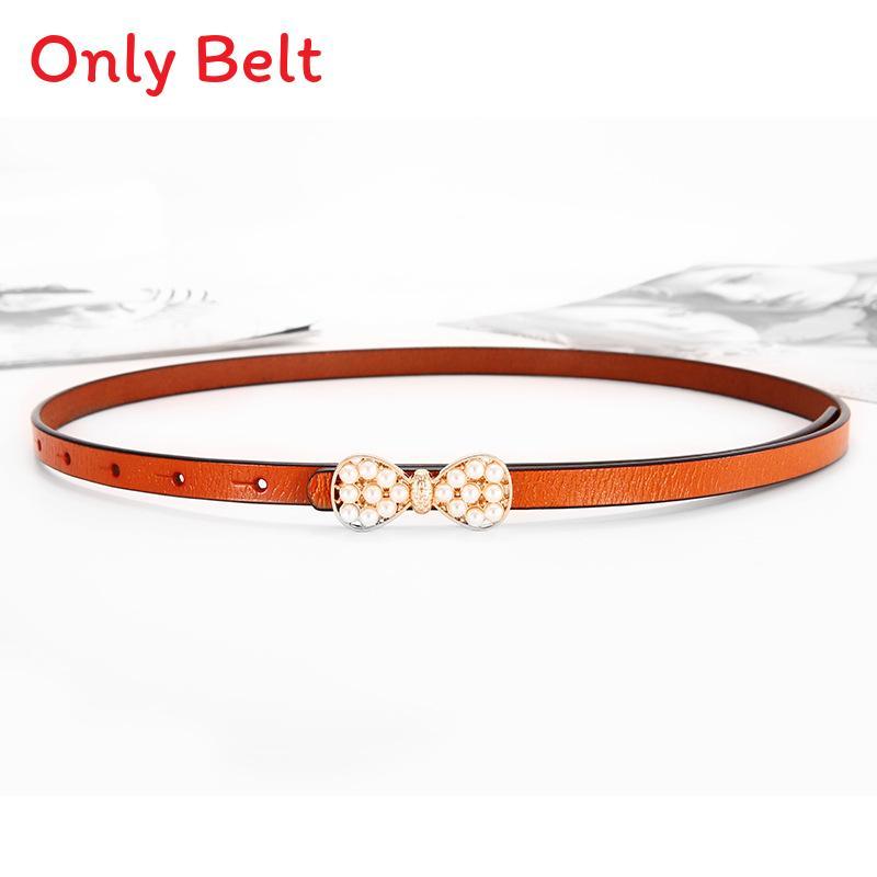 Leather Waist Belt For Women With Pearl Butterfly Decor Summer Casual Dress Accessory