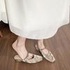 Weiwei Girl 6579-8 Summer Square Head Muller Shoes Bag Head Cool Slippers Women Summer Wear Thick Heel Half Drag Single Shoes