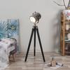 93.98 Cm Black Wooden Tripod Nickel Spotlight Industrial Nautical Searchlight for Home, Office, Livingroom, Bedroom, Diningroom Decor