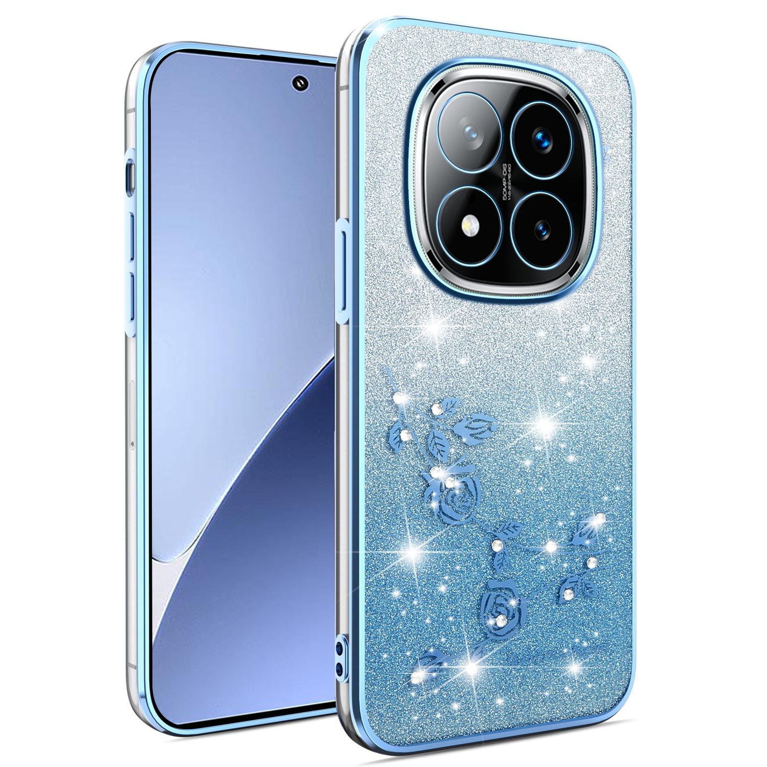 

Для Xiaomi Redmi Note 14 Pro+ 5G Чохол Квітка TPU Гнучкий Градієнтний Чохол для Телефону Blue