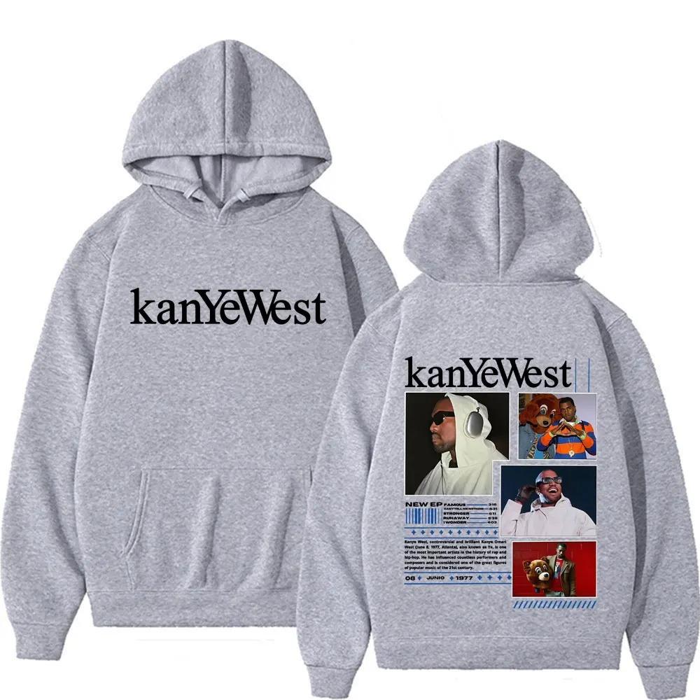 Felpa Stampata Kanye West Felpa Hip Hop Rapper Uomo Donna Streetwear Y2k Oversize Casual Larga Felpa con Cappuccio Tuta Abbigliamento Femminile Maschile