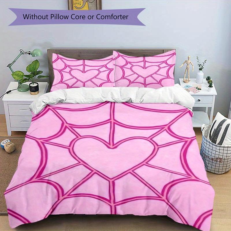 3pcs Heart Web Bedding Set, Breathable and Soft, Suitable for All Seasons, Ideal for Home Use, Suitable for Bedroom Decor 21177