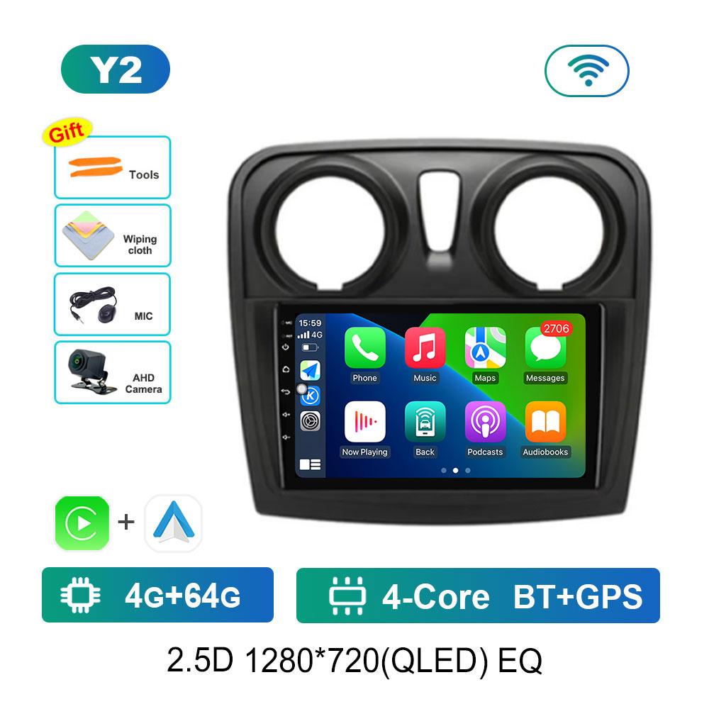 For Renault Logan 2 Sandero 2 2012 - 2019 DSP Stereo Car Radio Multimedia Player Android 14 2.5 D Screen GPS Navi WiFi Head Unit