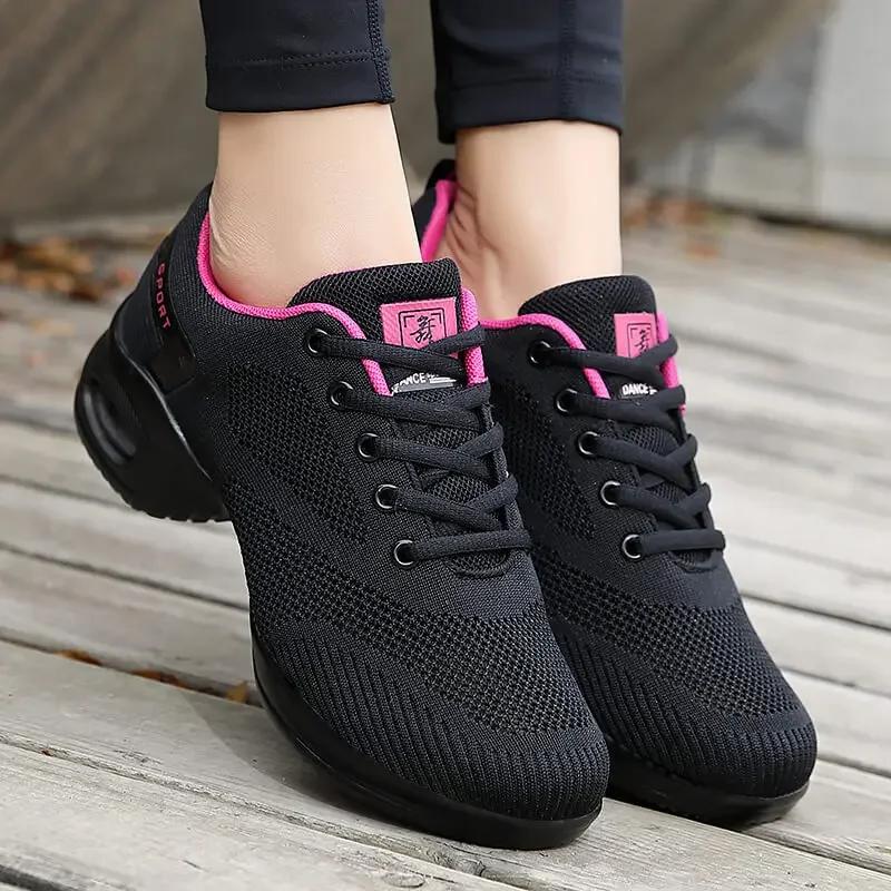  Casual Sneakers Women Jazz Dance Shoes Female White Outdoor Mesh Girls Modern Hip Hop Dancing Adult Ladies Sports Shoes