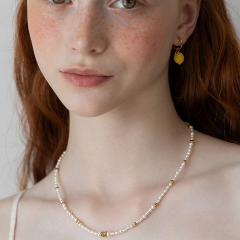 Tatiana Gold Dot Freshwater Pearl Necklace NZ2489