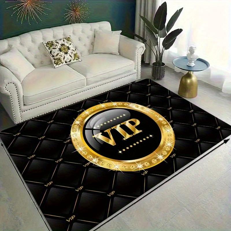 Golden Diamond Velvet Dot Plush Bottom 1pcLarge Size Carpet Kitchen Floor Mat, Diamond VIP Pattern Printing