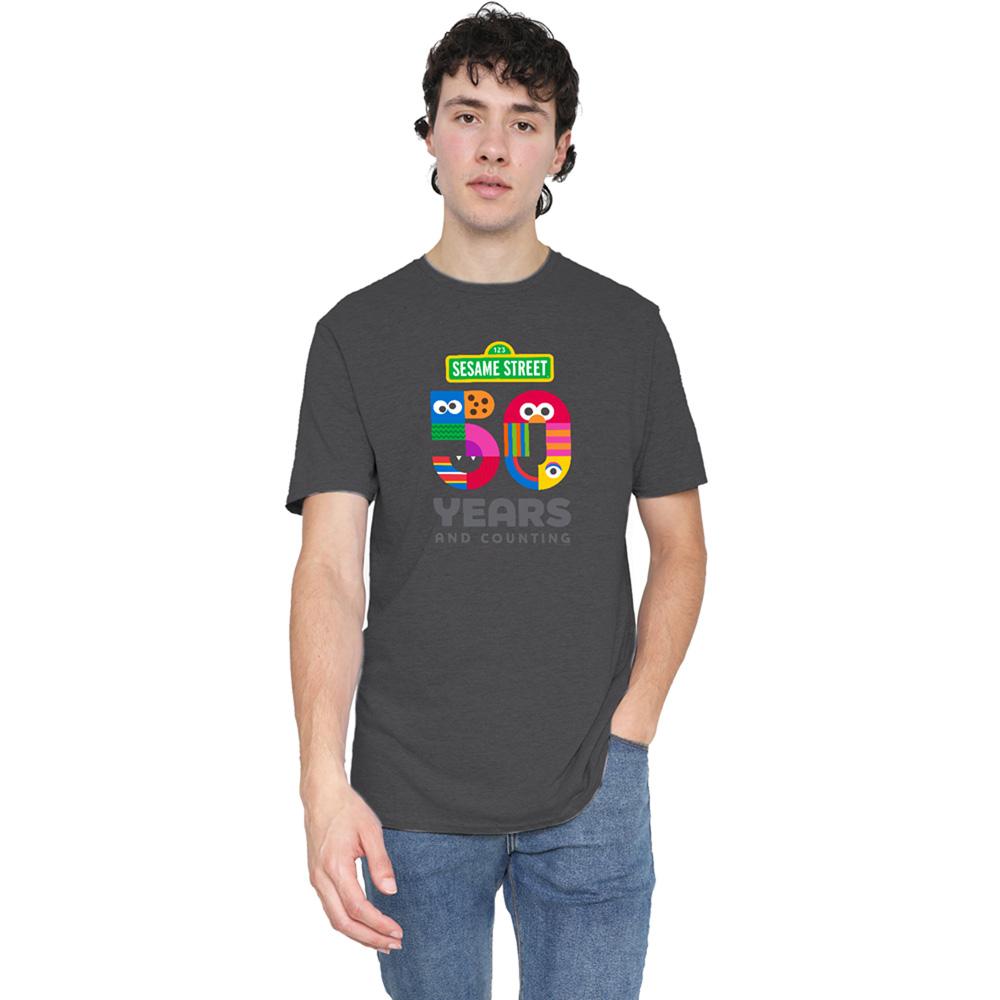 Sesame Street Unisex Adult 50 Years Logo Heather T-Shirt