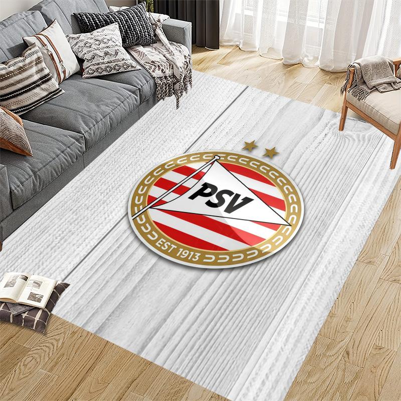 PSV Eindhoven Flannel Pattern Square Carpet,Area Rug,Carpet Rug for Living Room Bedroom Sofa Playroom Decor,Non-slip Floor Mat