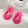 Korean Pastoral Raffia Straw Flower Earrings – Spring Resort Style