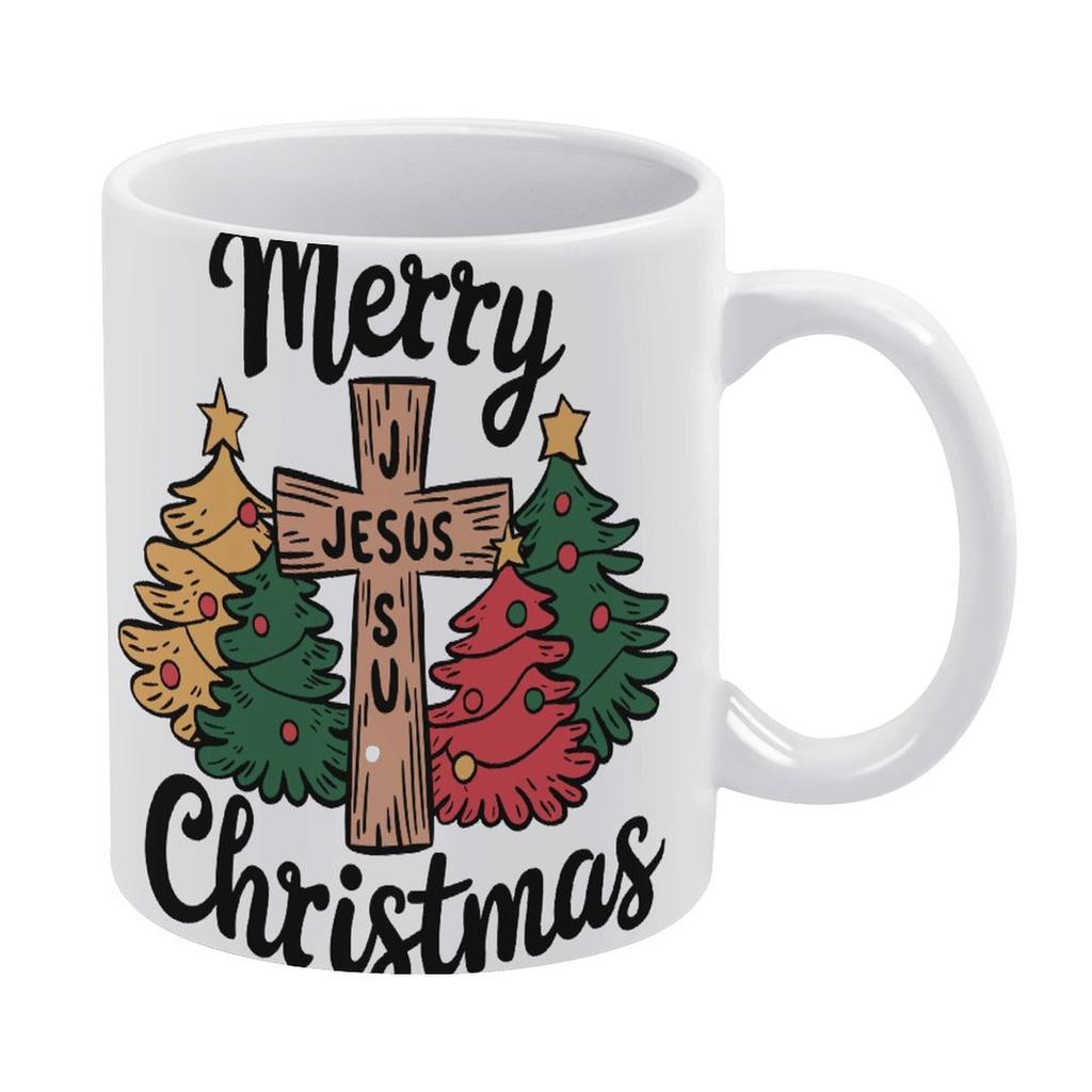 1pc 11oz blank ceramic mug, double-sided printed drink cup for home office, sturdy handle, smooth finish, practical for daily coffee lovers