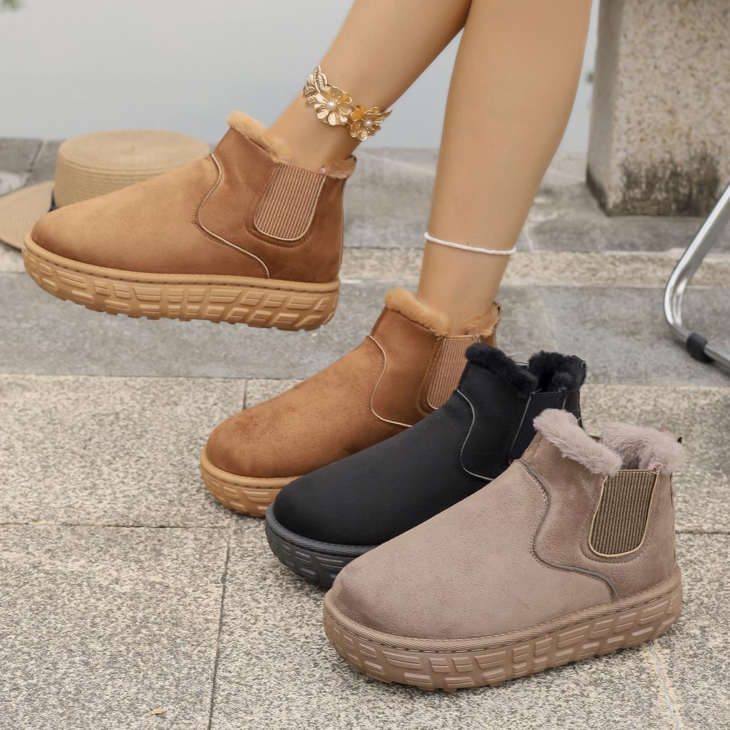 Foreign trade large size new 2025 autumn and winter snow boots women's warm solid color large size elastic band thick sole short cotton shoes batch