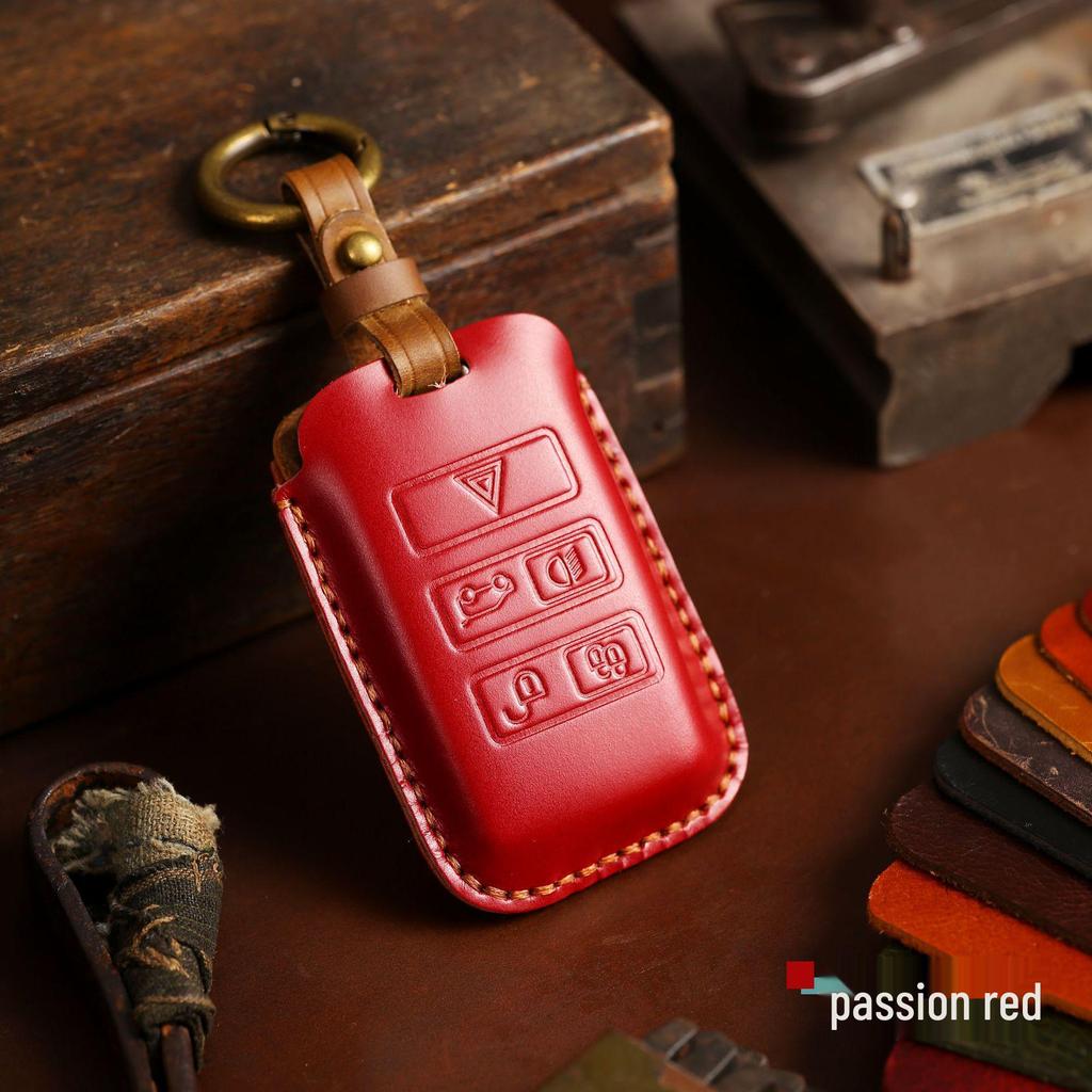 Handmade Genuine Leather Key Cover & Chain for Land Rover, Range Rover, Discovery 5, Jaguar - Crazy Horse Leather