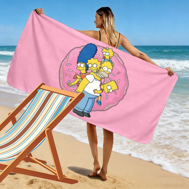 Simpsons Print Beach Towel, Large Soft Quick Dry Towel for Beach Camping Swimming