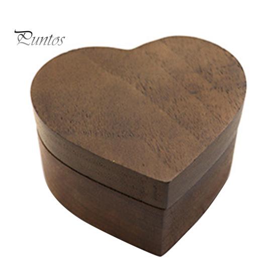 Ring Storage Box Jewelry Heart-Shaped Walnut Wood with Engagement Velvet Padding Smooth Polished Surface Weddings Proposals Case Multi-purpose