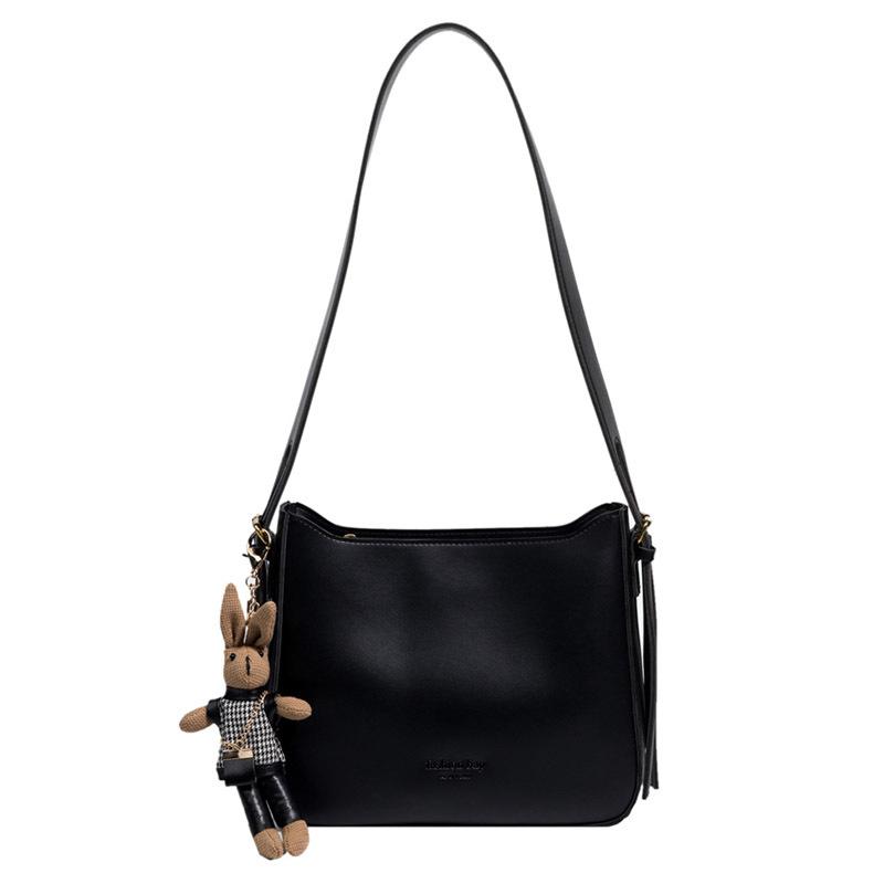 Bags with pendants New versatile women's retro single shoulder underarm fashion wide shoulder strap messenger bag
