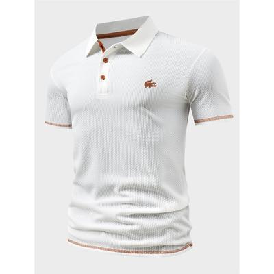 Polos Homme Manches Courtes Décontractés Été Polo T-shirt Color Block Coupe Ajustée Polos de Golf