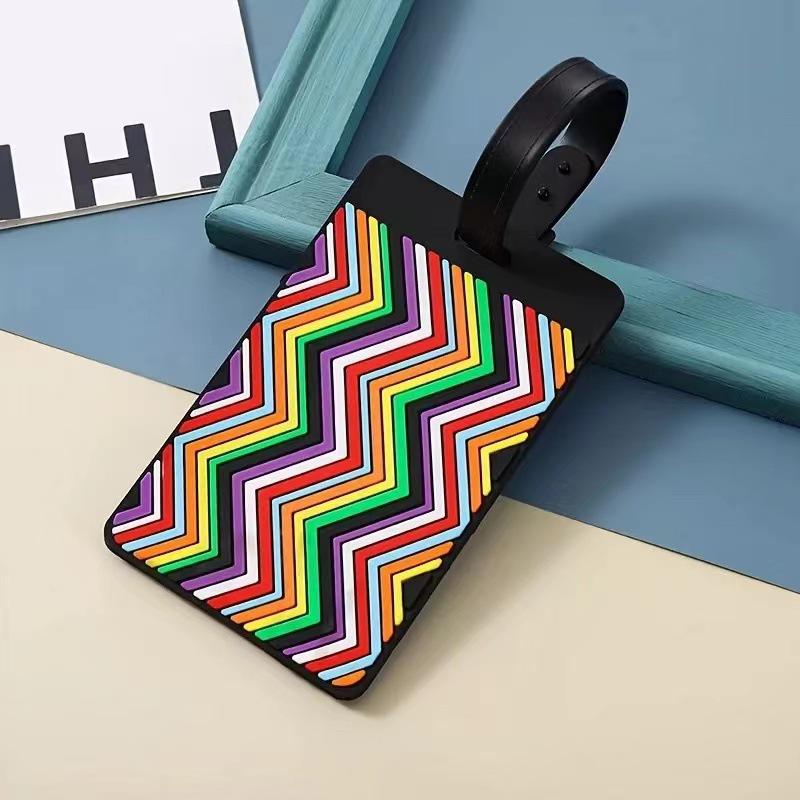 Trendy Soft Rubber Luggage Tag: Colorful Geometric Camouflage Polka Dot Pattern, Wear-Resistant & Waterproof Travel Essential.