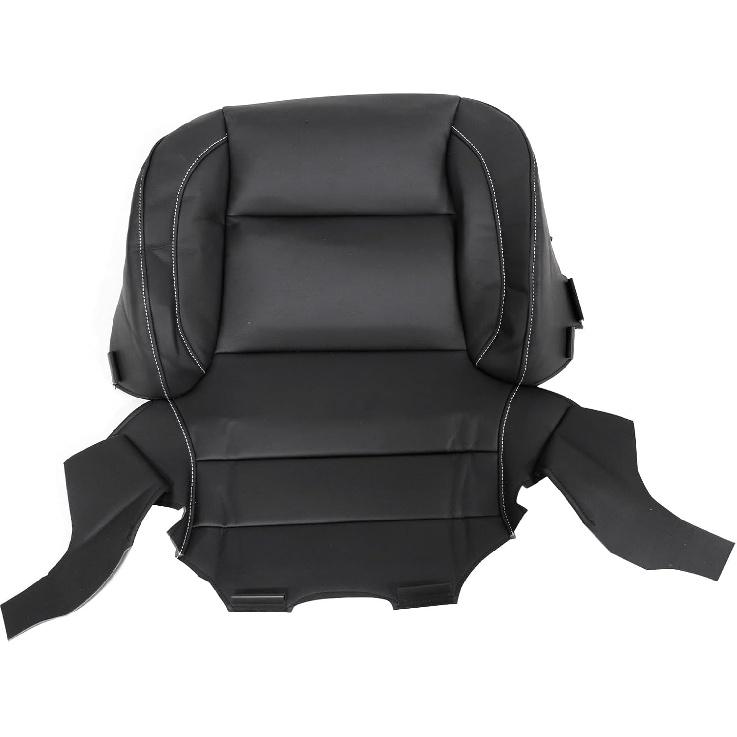 SecosAutoparts Driver Or Passenger Bottom Non-Perforated Leather Seat Cover Black Compatible With Chevy Silverado 1500 2500HD 3500HD Compatible With