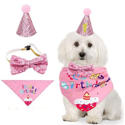Creative Pet Birthday Decorations Set Dog Sequins Hat Decorative Cat Birthday Party Supplies Adjustable Soft