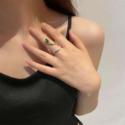 Wrap Serpentine Ring Cold Wind Slytherin Enameled Green Serpent Yard Girl Food Ring