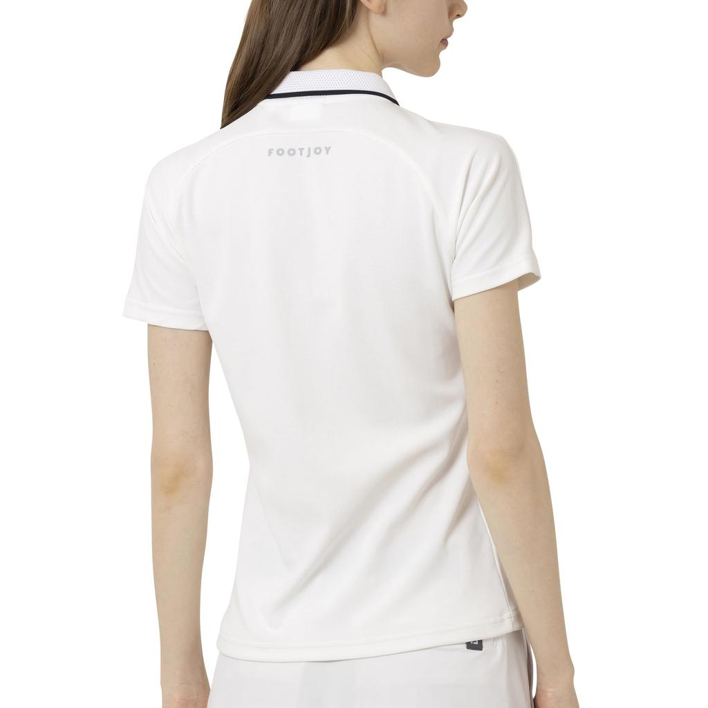 FootJoy Women's White Point Collar Short Sleeve Polo Shirt, Size M (FJW-S25-S02, 34794-M)