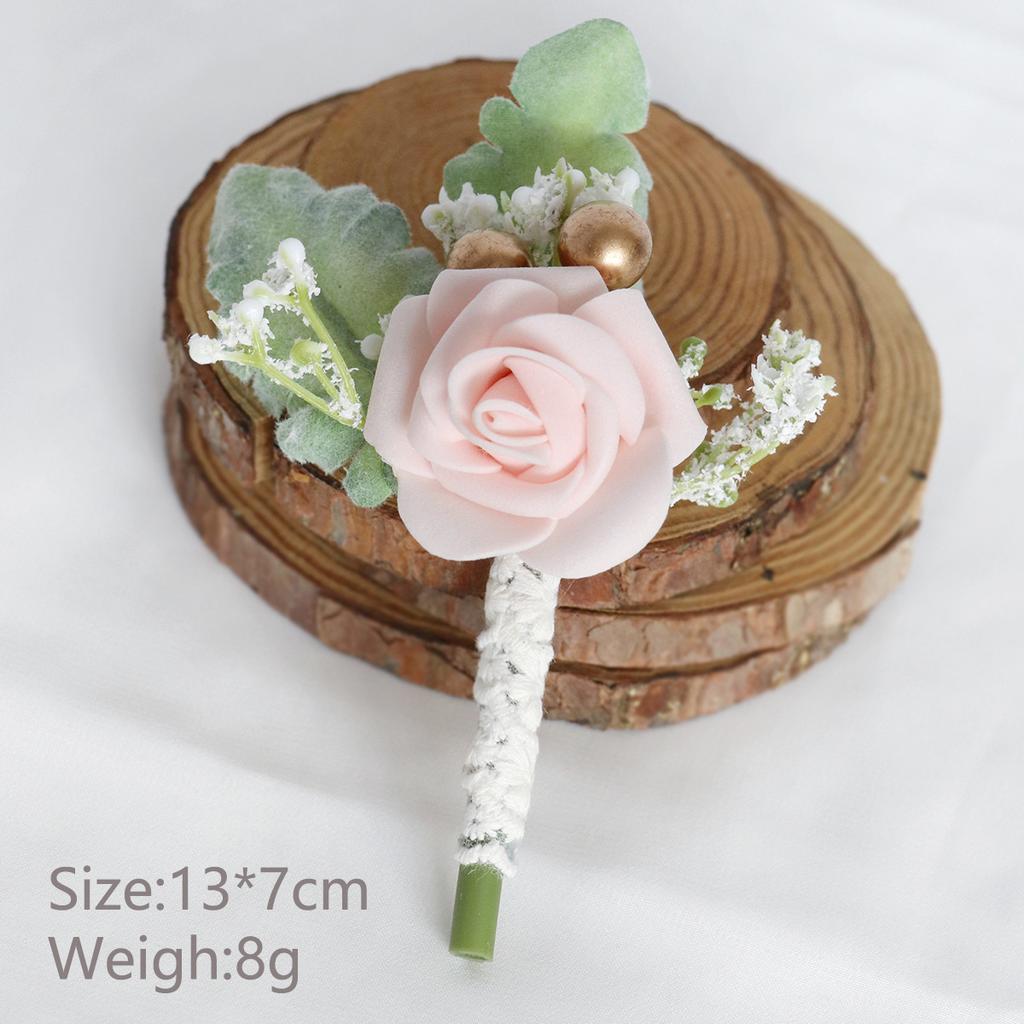 Anstecker Blumen Künstlich Weiße Rosen Seide Elfenbein Corsage Knopfloch Trauzeugen Anstecker für Herren Hochzeitszubehör