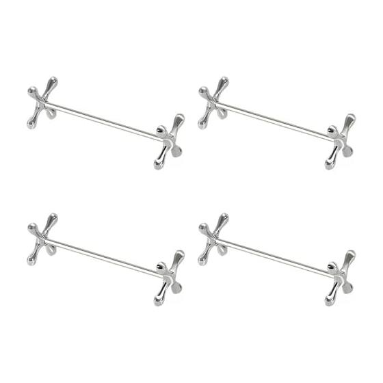 4-Piece Stainless Steel Cutlery Rest Set - 8.5cm Silver Chopstick Holder, Spoon Rest, Kitchen Tableware