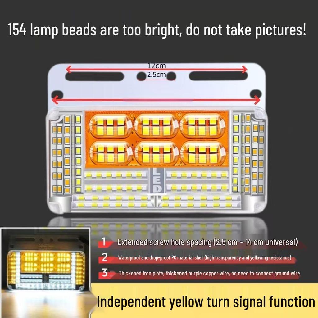 24V LED Truck Side Lights: 13 Row Waterproof Yellow Turn Signal, Super Bright Lamp Beads