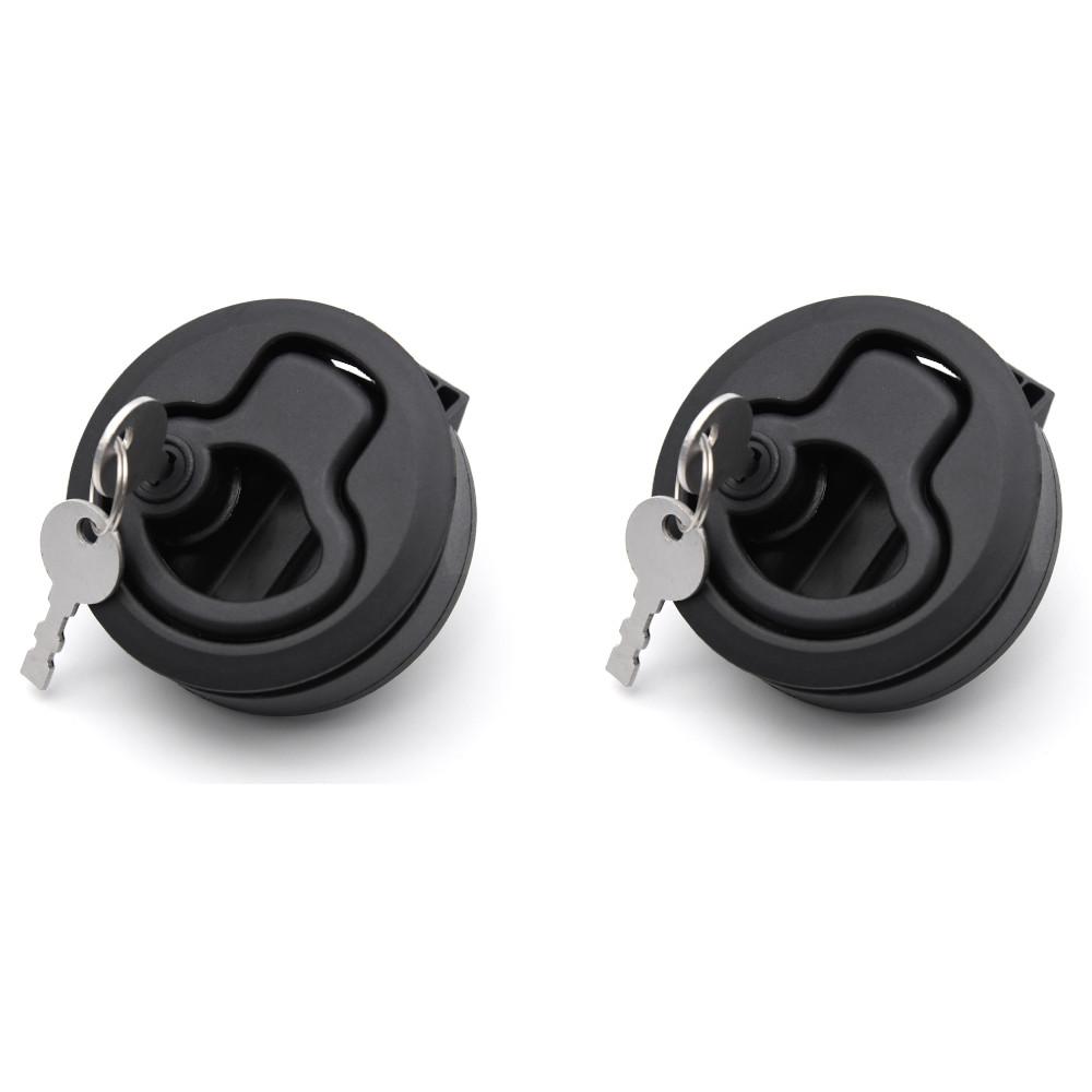 

2PCS/4 Pieces Black 2inch Round Flush Pull Slam Latch Lift Slam Latch Hardware With Lock Key Kit For Boat RV Yacht Accessories