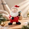 Collectible Christmas Ornaments for Shelves Santa Claus Resin Ornament, Hand Painted Festive Figurine, Vintage Small Figures Desktop Style Statue