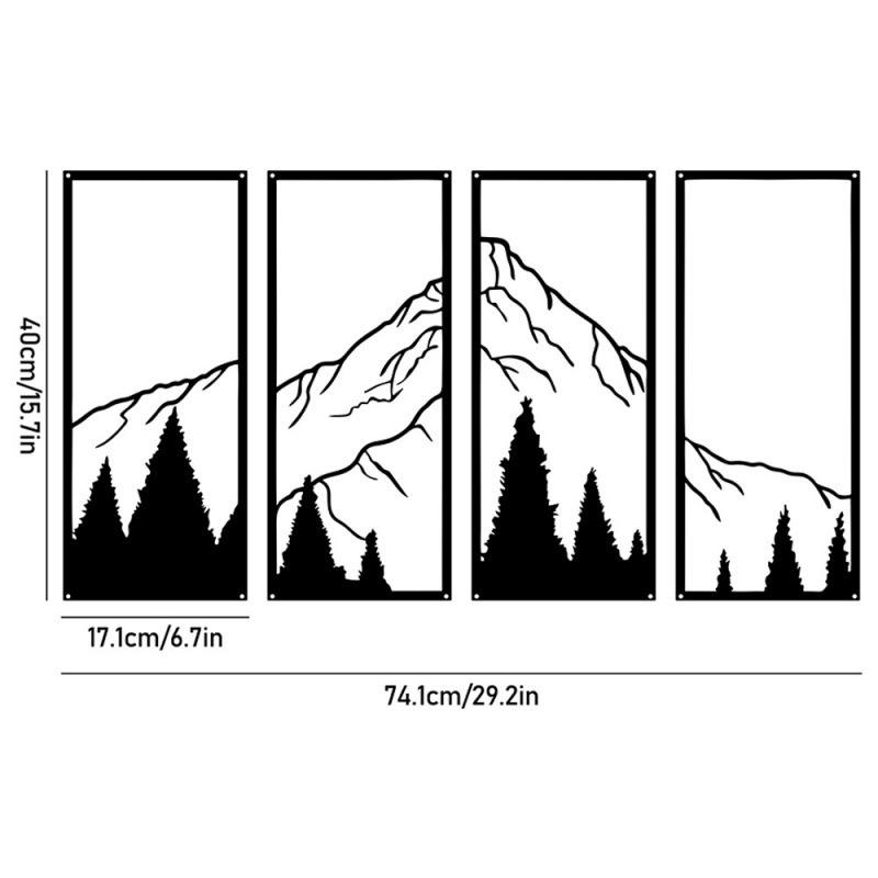 Mountain View Laser-Cut Black Iron Silhouette Wall Decoration