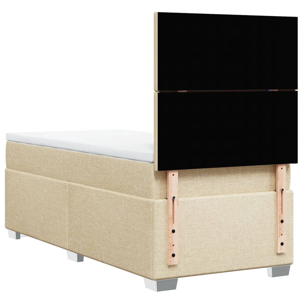 Box Spring Bed with Mattress Cream 90 x 190 cm Fabric