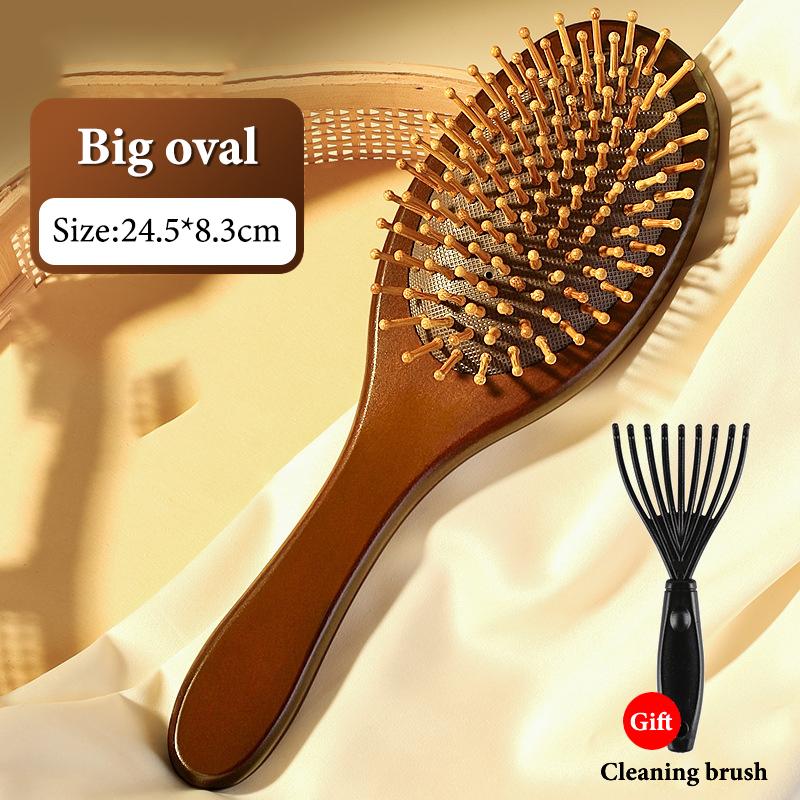 1Pcs Natural Sandalwood Massage Brush Soft Cushion Round Smooth Hair Comb Teeth For Scalp Health