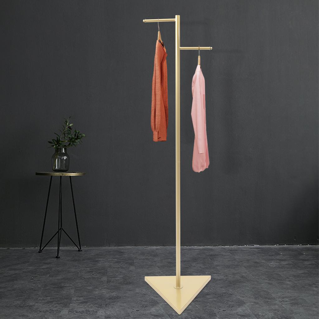 Elegant Gold Coat Rack with Sturdy Triangle Base, Space-Saving Standing Garment Hanger, 61/66.9 Inch Height, 17.7 Inch Wide Base