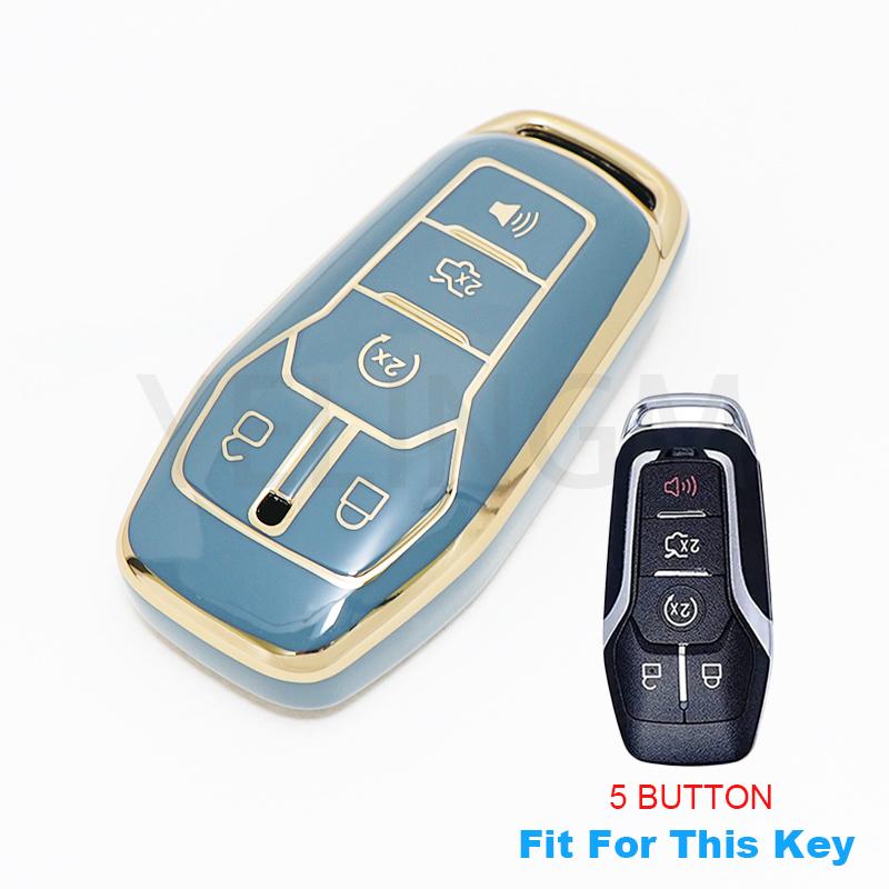 Car Remote Key Case TPU Cover Shell Fob For Ford Fusion Mondeo Mustang F-150 Explorer Edge 5 Buttons Protector Bag Accessories